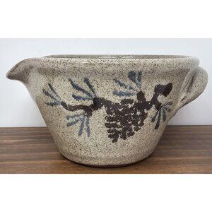 Vintage Old Time Pottery Gravy Mixing Bowl 1997 Stoneware 7" Pinecone USA Rustic